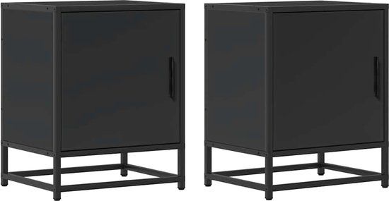 vidaXL Nachtkastjes 2 stuks zwart 40x31x50 cm bewerkt hout metaal