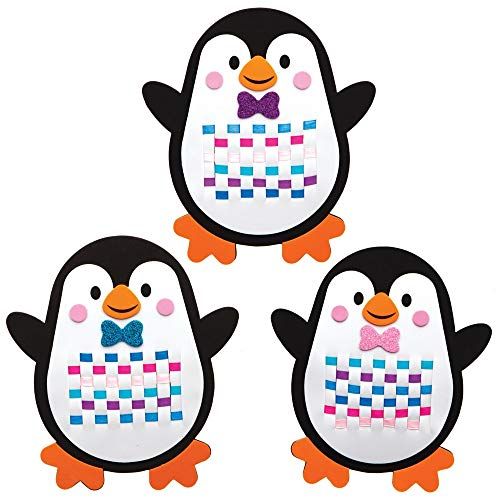 Baker Ross AT239 Pinguin knutselset om te weven (6 stuks) knutselen kinderen met Kerstmis, gesorteerd