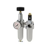 Riegler 849 M Onderhoudseenheid 2-delig. »standaard«, metalen tank en druipopzetstuk metaal, BG 2, G 3/8, PE max. 25 bar, regelbereik 0,5-16 bar