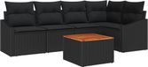 vidaXL Tuinbank Set 6 stuks Zwart Polyrattan
