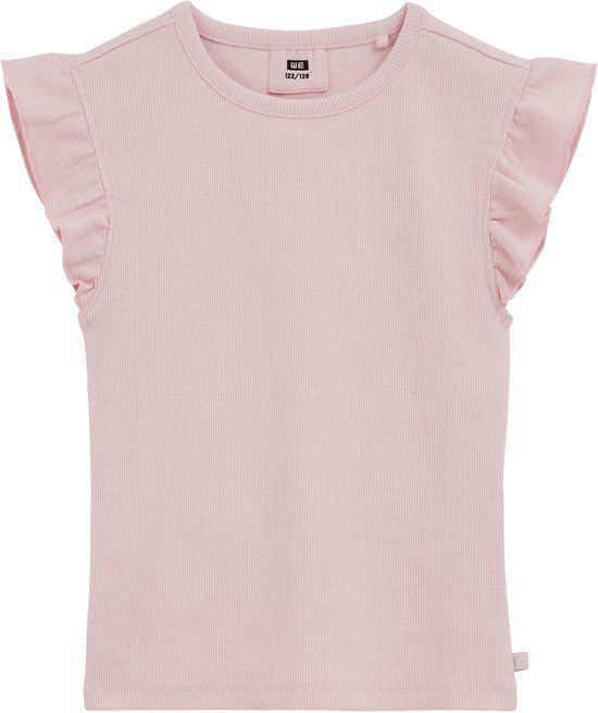 WE Fashion Meisjes T-shirt met ruches Lichtroze Maat 134/140