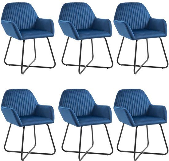 vidaXL Eetkamerstoelen 6 st fluweel blauw