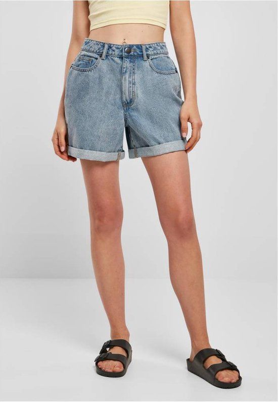 Urban Classics High Waist Boyfriend Short - Women's W26 - Blue