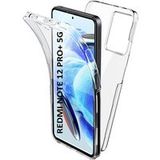 Phonillico® Hoesje voor Xiaomi Redmi Note 12 PRO PLUS 5G / Redmi Note 12 PRO+ 5G - Hoesje 360 ​​Integraal Transparant 2 delen Voor Achter In elkaar grijpend