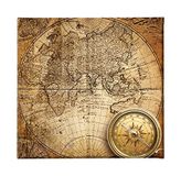 Homemania Wereldkaart voor woonkamer, slaapkamer, meerkleurig, 60 x 3 x 60 cm, HM20KNV60 x 60 – 166, polyester, hout
