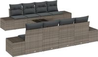 vidaXL Tuinbank Set 8-delig Grijs Polyrattan