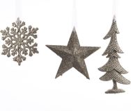 Decoris 10 stuks! Hanger Kerstbal plastic glitter champagne