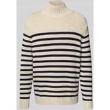 Tommy Hilfiger Heren Bretonse katoenen streep Mock Neck MW0MW41320 Pullover Sweater, bruin, M, Bruin (havermelk Htr/Woestijnhemel), M
