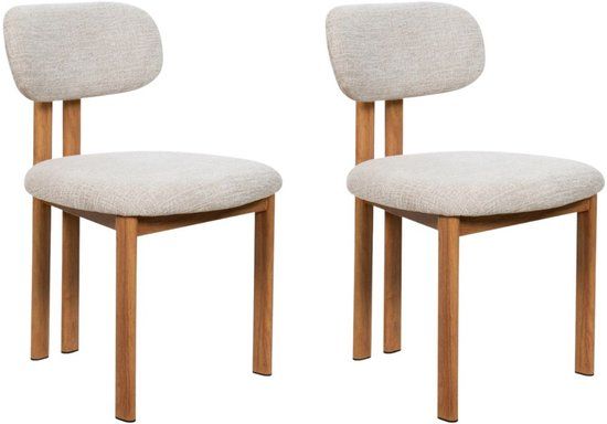 Giga Meubel Eetkamerstoel Noor - Stof/Staal - Beige/Naturel - Set van 2