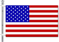 Merkloos / Sans marque Partyxplosion B.V. Vlaggenstok/vlaggenmast set - incl vlag van USA Amerika - 90 x 150 cm - aluminium - 183 cm