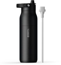 BRITA LARQ Essential drinkfles met rietje - Zwart - 1 liter - RVS waterfles