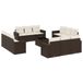 vidaXL 13-delige Loungeset met Kussens, Poly Rattan, Bruin