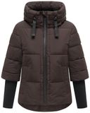 Navahoo Moderne winterjas voor dames, warme gewatteerde jas met capuchon en geribbelde mouwen, lotushart XIV XS-3XL