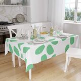 Bonamaison Tafelkleed, Anti-Mold, Sneldrogend, Waterdicht, 100% Polyester Tafellaken, Petroleum Groen, Wit, 140 x 160 Cm