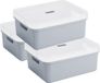 Sunware opbergbox - 3x stuks - 24 liter - blauw/grijs - kunststof - transparante deksel - 45x35x18 cm - Sigma serie