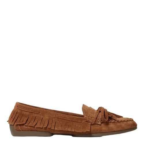 Sofie Schnoor Margitsw Finge suède mocassins met franjes - cognac