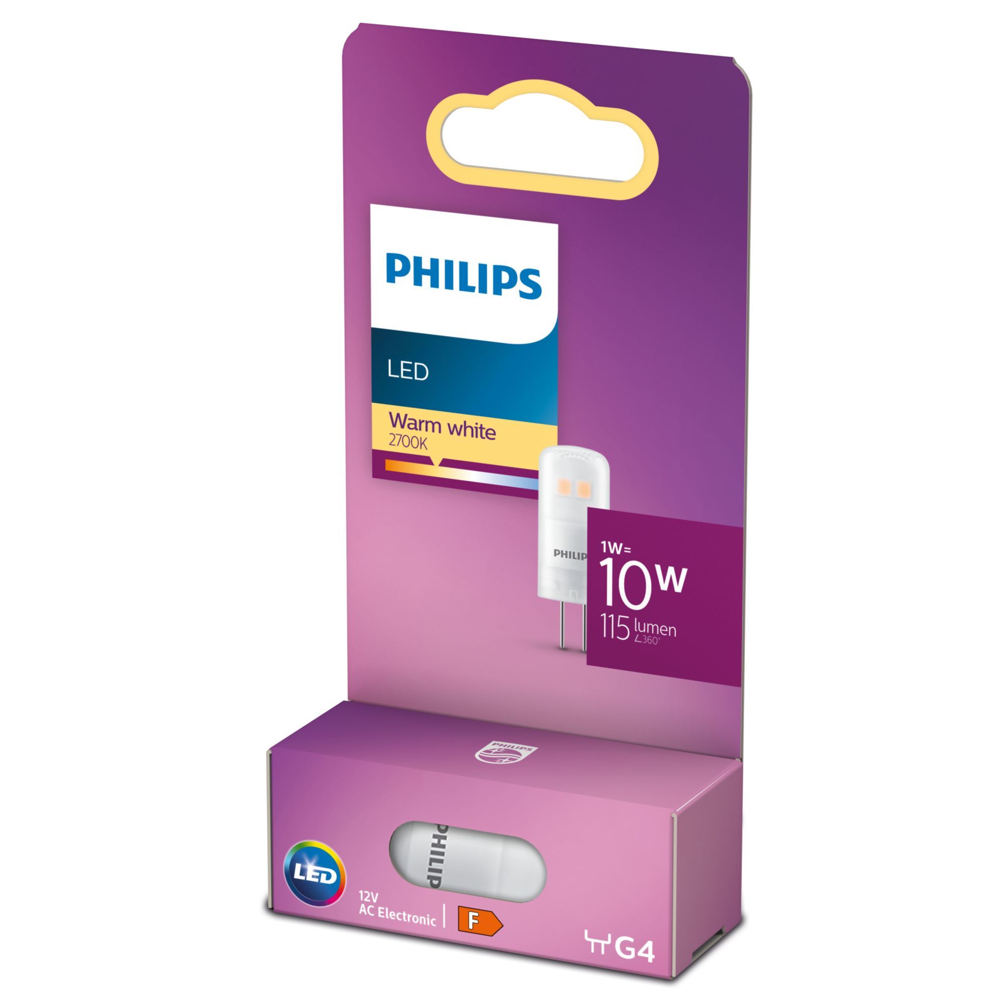 Philips LED Capsule G4 - 1W - 115lm - 2700K - Warm Wit
