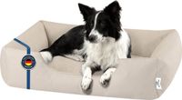 BedDog Medium Hondenbed – Hondenkussen - Hondenmand Hondensofa Wasbaar - Hondenbedden voor middelgrote honden - Hondenmand Alicante stof en Cordura - LIGHT-SAND (licht beige)