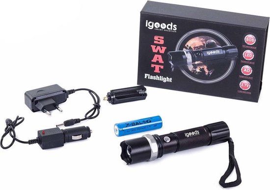 Igoods SWAT HL-110 Ultra LED Zaklamp - Zwart
