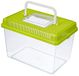 Ferplast GEO MEDIUM Kunststof visbassin 2,5 L Container voor kleine dieren aquarium terrarium insecten schildpadden, Stevige kunststof, Ventilatieroosters, Handgreep voor gemakkelijk dragen, 23,2 x 15,3 x h 16,6 cm Groen