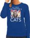 Bellatio Decorations Shoppartners Bv Kitten Kerst sweater / kersttrui All I want for Christmas is cats blauw voor dames - Kerstkleding / Christmas outfit XL