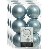 Decoris boules de Noël - 36x pc - bleu clair - D6 cm - plastique - mat/brillant - décoration de Noël