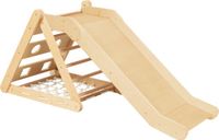 Sunny Sammie 2-in-1 Klimdriehoek van Hout met Glijbaan Naturel – FSC Mix – Montessori Speelgoed voor binnen
