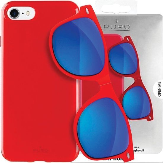 Puro Sunny Kit hoesje voor iPhone 7/8 + bril SE 2020 / SE 2022 rood/rood IPC747SUNNYKIT1RED