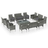 Maison Exclusive - Salon de jardin 16 pièces avec coussins, en rotin synthétique gris