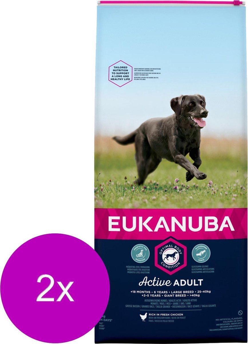 EUKANUBA Adult Large Breed Kip - Hondenvoer - 2 x 12 kg