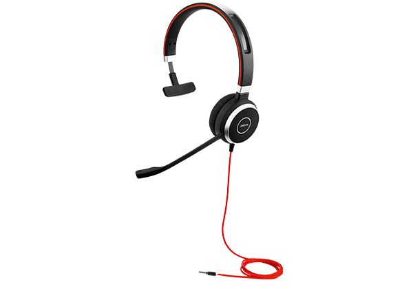 Jabra Evolve 40 Headset - Monauraal - Bedraad - Rood/Zwart/Zilver
