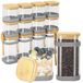 Solidchoice - Ensemble de 12 récipients de stockage en verre avec couvercle en bois
