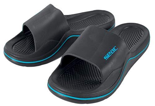 Seac Unisex CAYA Rubber Slippers voor strand en zwembad, zwart/blauw, 8