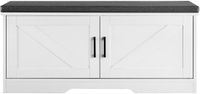 Merkloos Schoenenopslagbank Met Kussen, 100 x 35.6 x 46 cm Organizer Met Instelbare Plank en Schuifbare Schuurdeuren, Ideaal voor Entree, Slaapkamer Of Woonkamer, Wit en Zwart