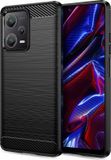 Techsuit Hoesje geschikt voor Xiaomi Poco X5 / Redmi Note 12 5G - Carbon Silicone Back Cover - Zwart
