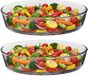 Alessandro Plat à four - 2x - 1,6 litre - 26 x 18 x 6 cm - verre - résistant au lave-vaisselle - transparent