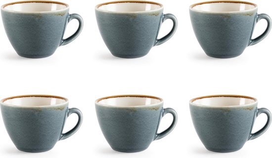 Olympia Blauwe porselein cappuccinokopjes 23 cl 6 stuks