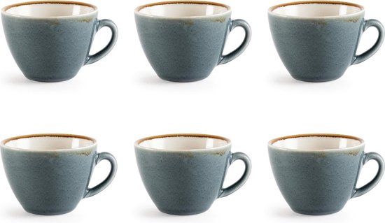 Olympia Kiln Koffiekop Blauw 23cl (Set van 6) - Porselein - Vaatwasserveilig