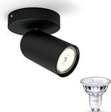 Philips LED Philips Pongee Opbouwspot (Zwart) - Warmwit Licht - Wandspot of Plafondspot met 1 Lichtpunt - GU10 - SceneSwitch