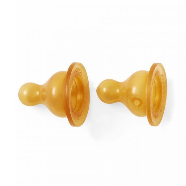 Hevea 4031 Speen voor glazen drinkfles, 2x mediumflow 3-24 mnd - bruin