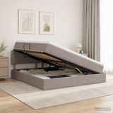 vidaXL LED-opbergbed met matras, Taupe, 180 x 200 cm, Stof