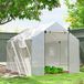 Serre Tunnel 2x3x2 m avec portes et fenêtres enroulables, toit pointu, acier et PE, blanc