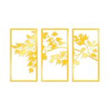 Elegant gouden decoratieve metalen wandaccessoire (3 stuks), 34 x 67 cm, duurzaam 1,5 mm metalen behuizing, perfect voor moderne woondecoratie en stijlvolle interieurs