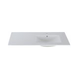 Saniclass Vygo Meubelwastafel - 121x2x46cm - overloop - 1 wasbak rechts - 1 kraangat - keramiek - glans wit