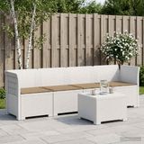 vidaXL 4-Zits Tuin Sofa met Kussens Rieten Look PP Wit