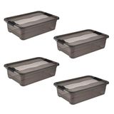 keeeper Opbergbak cornelia met deksel en clipsluiting, 59,5 x 39,5 x 17 cm, 28 l, doorzichtig grijs, 4 stuks