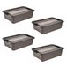 keeeper Opbergbak cornelia met deksel en clipsluiting, 59,5 x 39,5 x 17 cm, 28 l, doorzichtig grijs, 4 stuks