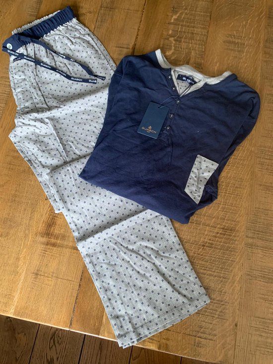 Guasch herenpyjama XL donkerblauw-grijs