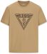 Guess T-shirt Miken CN Heren Katoen Ronde Hals Korte Mouw Regular Fit Logo Woestijnmodder Maat M