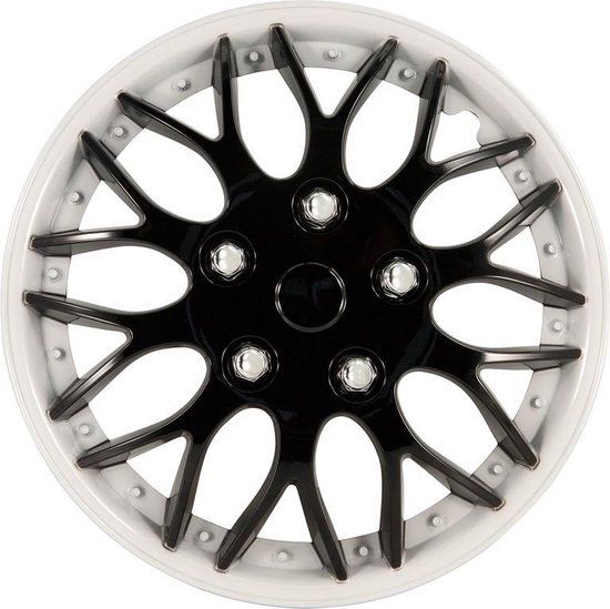 AutoStyle 4-Delige Wieldoppenset Missouri 16-inch zwart/witte rand